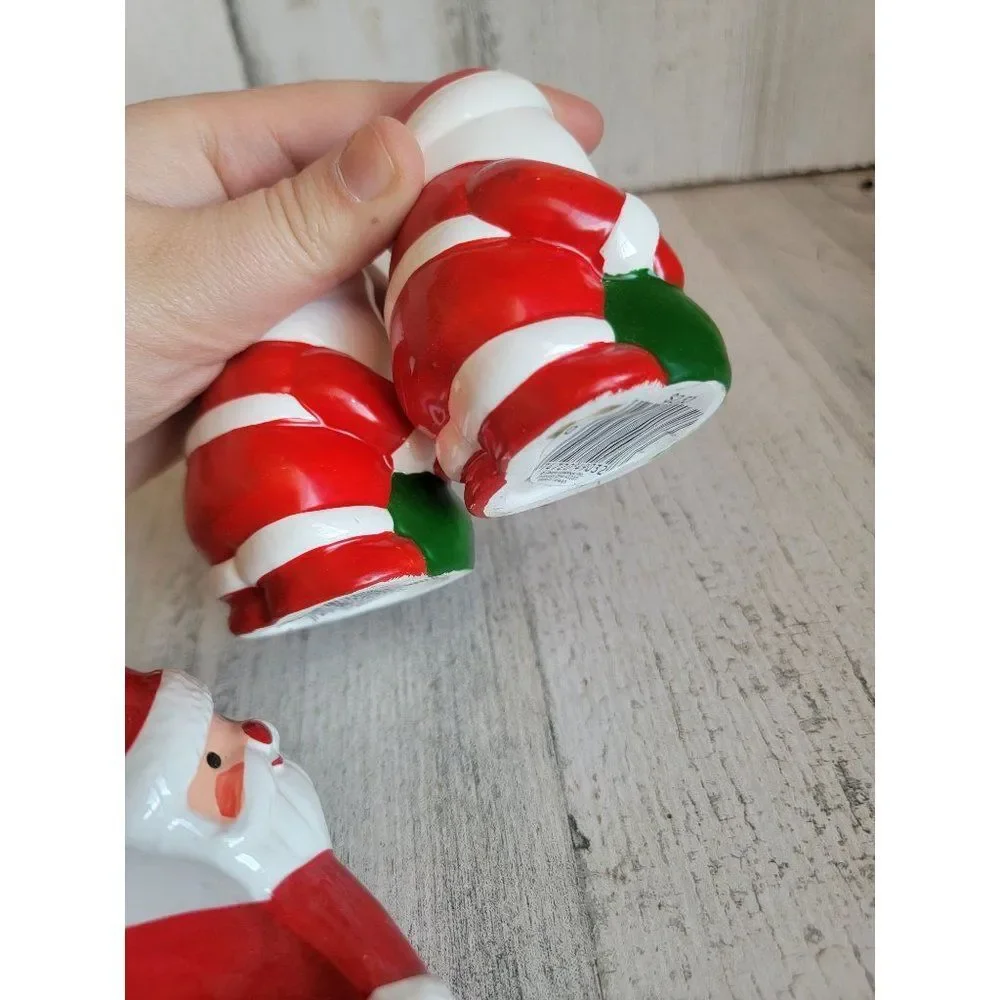 Ceramic Santa‎ Claus Candlestick tea light holder set Xmas home decor
